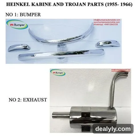 Heinkel Kabine and Trojan (1955-1966) Bumper Parts for Classic by stainless steel new - 1