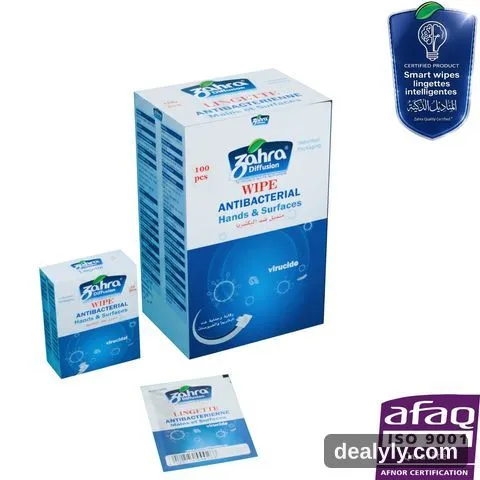 Lingettes antibactériennes mains et surfaces — Zahra Diffusion - 1