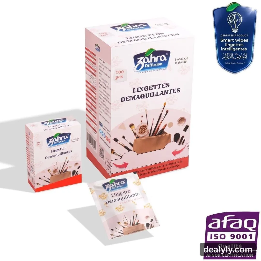 Lingettes démaquillantes visage, yeux et lèvres — Zahra Diffusion - Photo 1