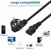Câble d’alimentation C13 EU pour PC – 1,5 m – 250V — Photo 2
